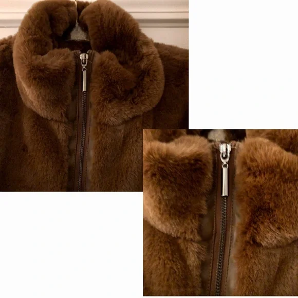 Catherine Malandrino brown faux fur vest features - Picture 8 of 14